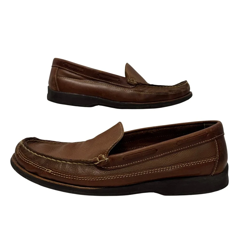 Giorgio Brutini Loafers Mens 13 M Brown Park Ave Pebbled Leather Slip On 9680